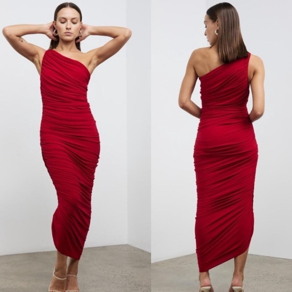 Norma Kamali Diana dress red NEW NWT sz XS ruched bodycon cocktail formal maxi - Picture 4 of 16